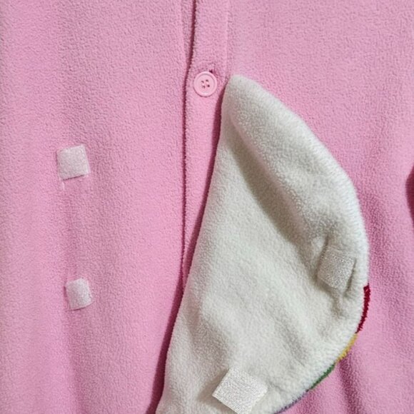 Cheer Care Bear Kigurumi Adult Fleece Hooded Onesie Pajamas Costume Pink Rainbow - Picture 5 of 9